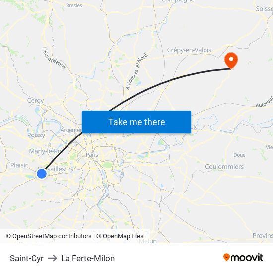 Saint-Cyr to La Ferte-Milon map