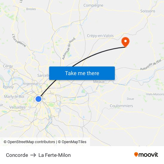 Concorde to La Ferte-Milon map