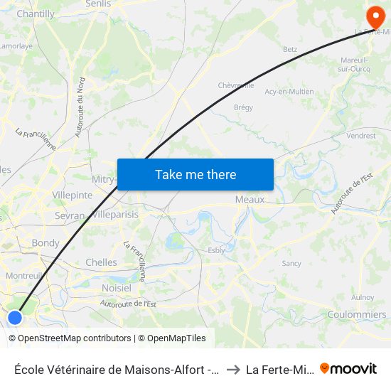 École Vétérinaire de Maisons-Alfort - Métro to La Ferte-Milon map