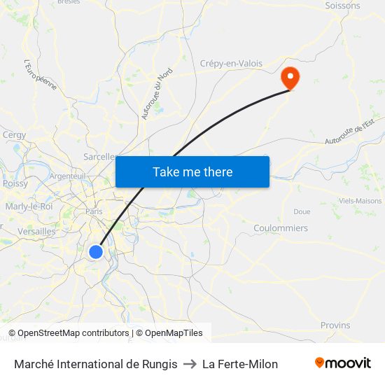 Marché International de Rungis to La Ferte-Milon map