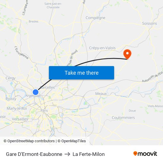 Gare D'Ermont-Eaubonne to La Ferte-Milon map