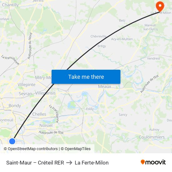 Saint-Maur – Créteil RER to La Ferte-Milon map