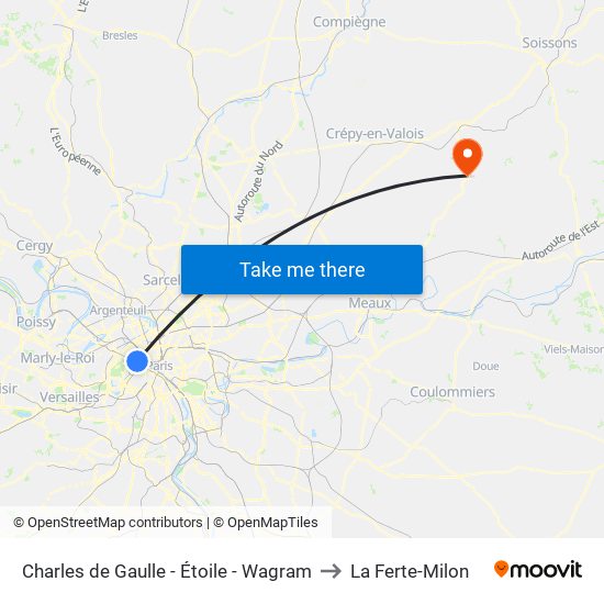 Charles de Gaulle - Étoile - Wagram to La Ferte-Milon map