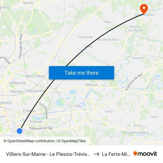 Villiers-Sur-Marne - Le Plessis-Trévise RER to La Ferte-Milon map