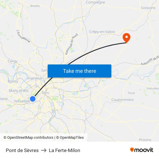 Pont de Sèvres to La Ferte-Milon map