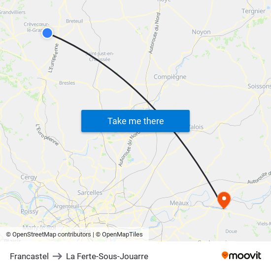 Francastel to La Ferte-Sous-Jouarre map