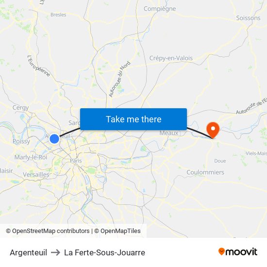 Argenteuil to La Ferte-Sous-Jouarre map