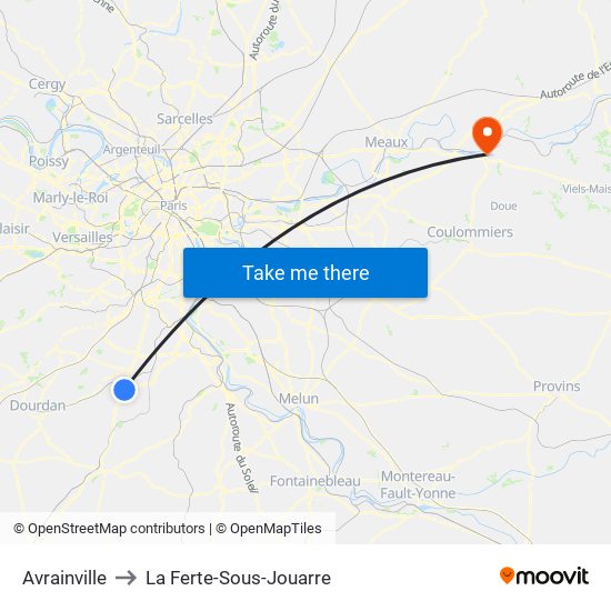 Avrainville to La Ferte-Sous-Jouarre map