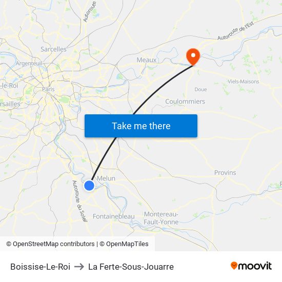 Boissise-Le-Roi to La Ferte-Sous-Jouarre map