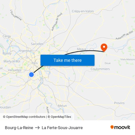 Bourg-La-Reine to La Ferte-Sous-Jouarre map