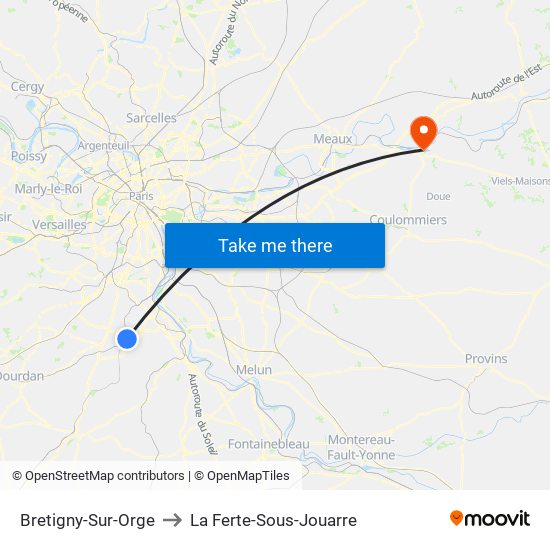 Bretigny-Sur-Orge to La Ferte-Sous-Jouarre map