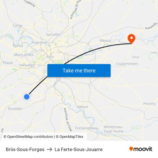 Briis-Sous-Forges to La Ferte-Sous-Jouarre map