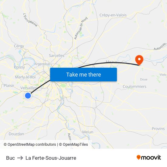Buc to La Ferte-Sous-Jouarre map