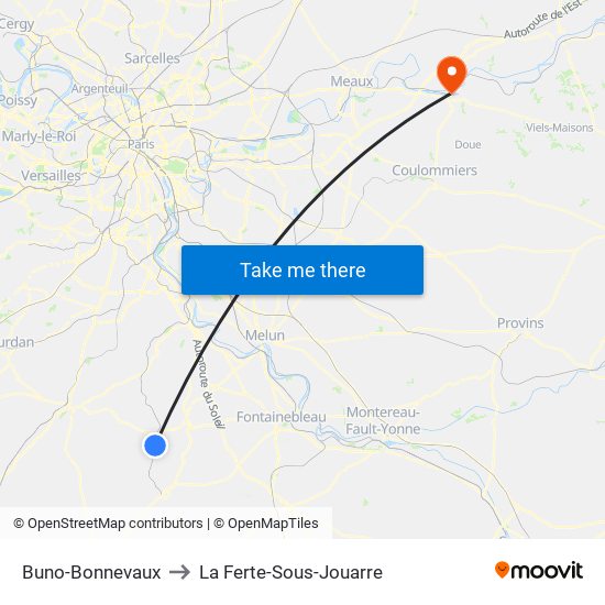 Buno-Bonnevaux to La Ferte-Sous-Jouarre map