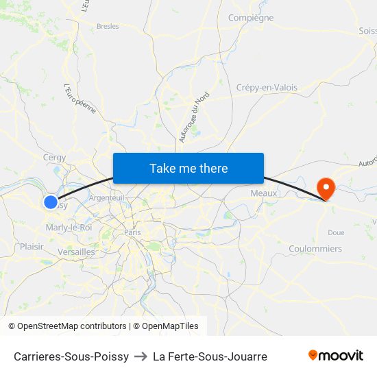 Carrieres-Sous-Poissy to La Ferte-Sous-Jouarre map