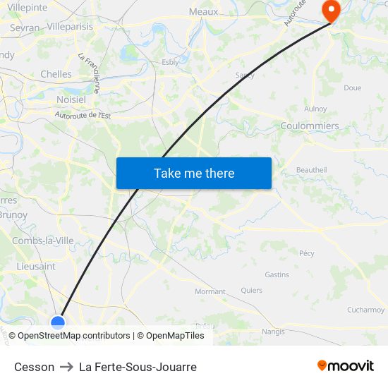 Cesson to La Ferte-Sous-Jouarre map