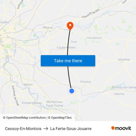 Cessoy-En-Montois to La Ferte-Sous-Jouarre map