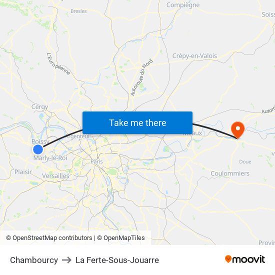 Chambourcy to La Ferte-Sous-Jouarre map