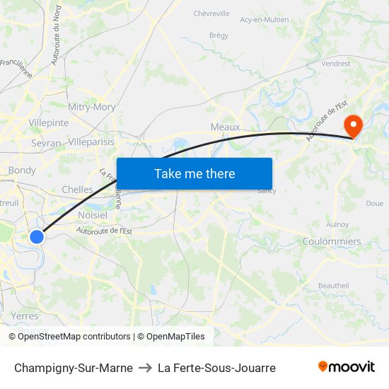 Champigny-Sur-Marne to La Ferte-Sous-Jouarre map