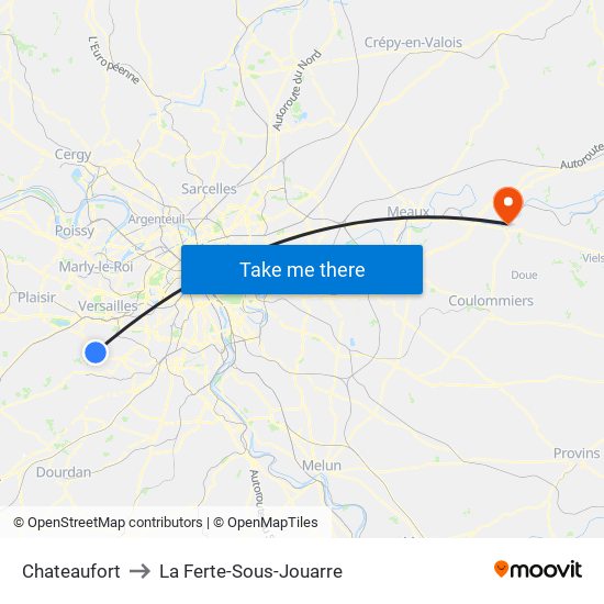 Chateaufort to La Ferte-Sous-Jouarre map