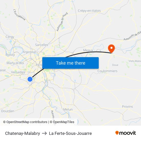Chatenay-Malabry to La Ferte-Sous-Jouarre map