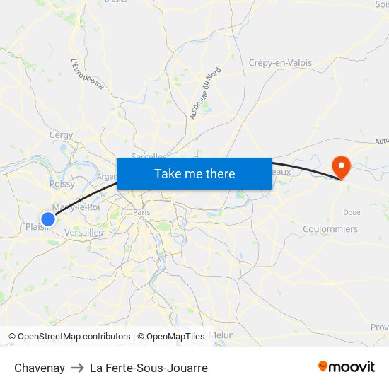 Chavenay to La Ferte-Sous-Jouarre map