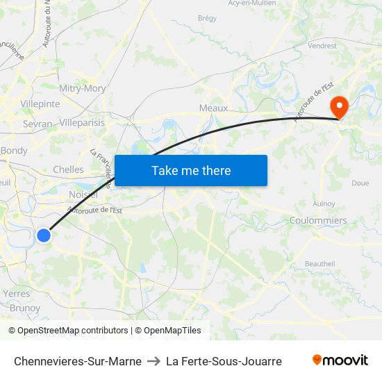 Chennevieres-Sur-Marne to La Ferte-Sous-Jouarre map
