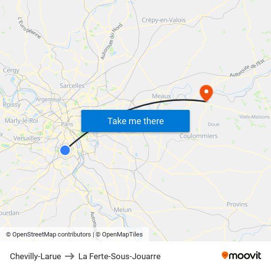 Chevilly-Larue to La Ferte-Sous-Jouarre map