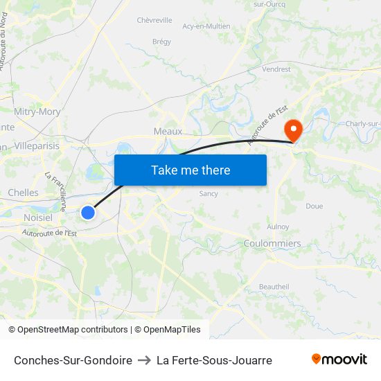 Conches-Sur-Gondoire to La Ferte-Sous-Jouarre map