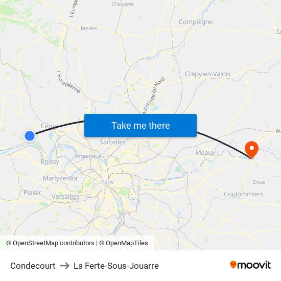 Condecourt to La Ferte-Sous-Jouarre map
