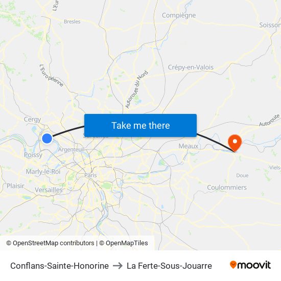 Conflans-Sainte-Honorine to La Ferte-Sous-Jouarre map