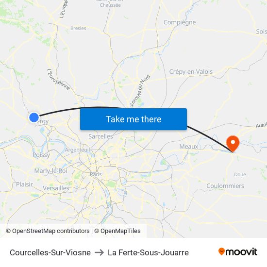 Courcelles-Sur-Viosne to La Ferte-Sous-Jouarre map