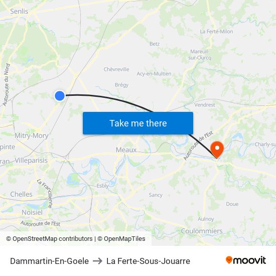 Dammartin-En-Goele to La Ferte-Sous-Jouarre map