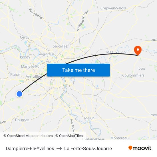 Dampierre-En-Yvelines to La Ferte-Sous-Jouarre map