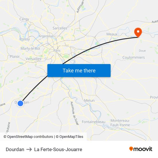 Dourdan to La Ferte-Sous-Jouarre map