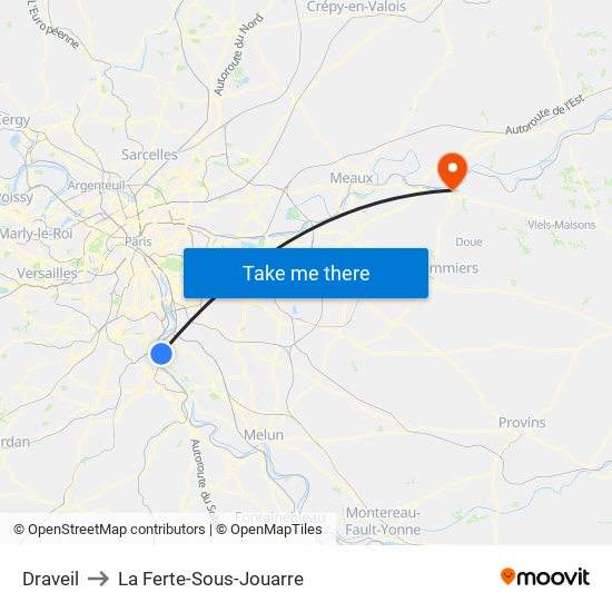 Draveil to La Ferte-Sous-Jouarre map