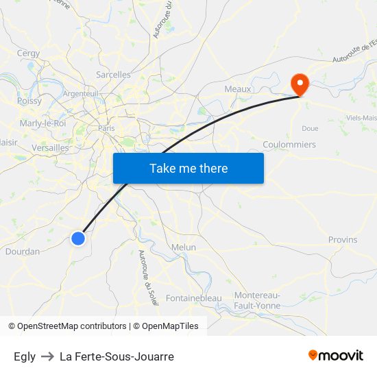 Egly to La Ferte-Sous-Jouarre map