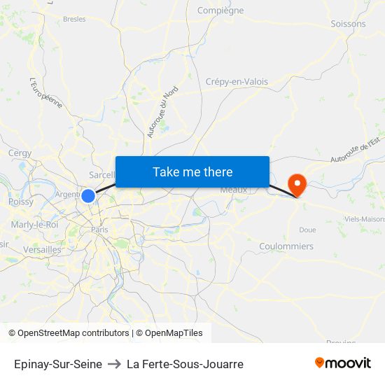 Epinay-Sur-Seine to La Ferte-Sous-Jouarre map