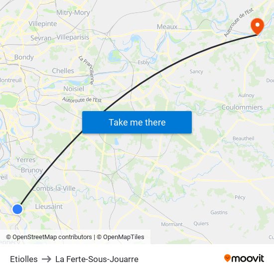 Etiolles to La Ferte-Sous-Jouarre map