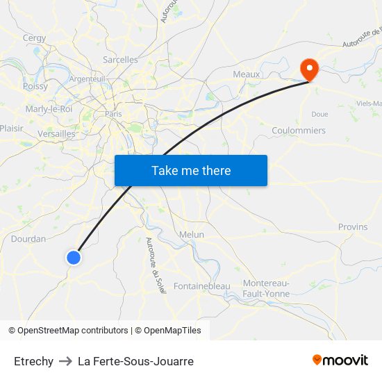 Etrechy to La Ferte-Sous-Jouarre map