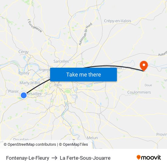 Fontenay-Le-Fleury to La Ferte-Sous-Jouarre map