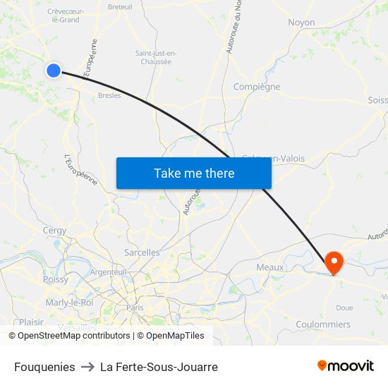 Fouquenies to La Ferte-Sous-Jouarre map