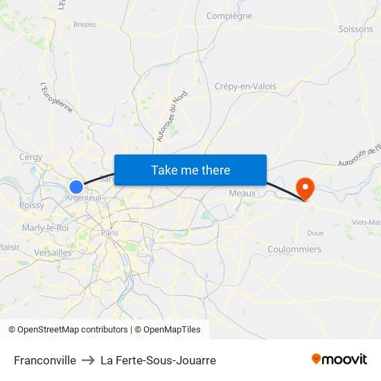 Franconville to La Ferte-Sous-Jouarre map