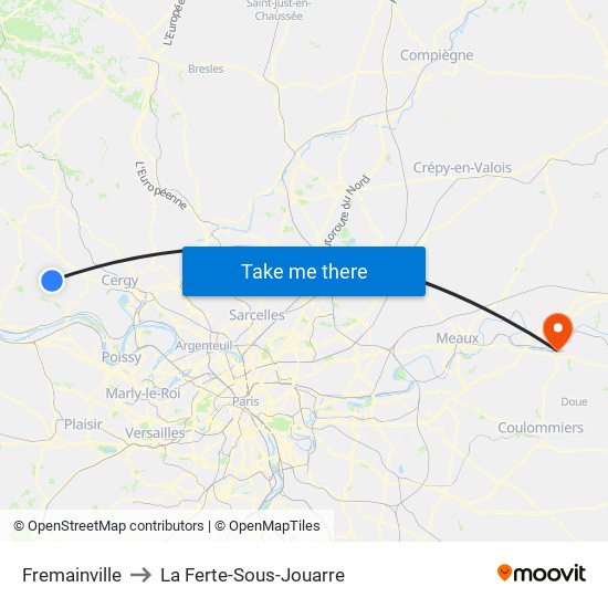 Fremainville to La Ferte-Sous-Jouarre map