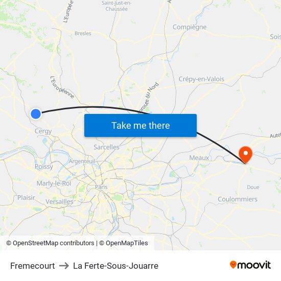 Fremecourt to La Ferte-Sous-Jouarre map