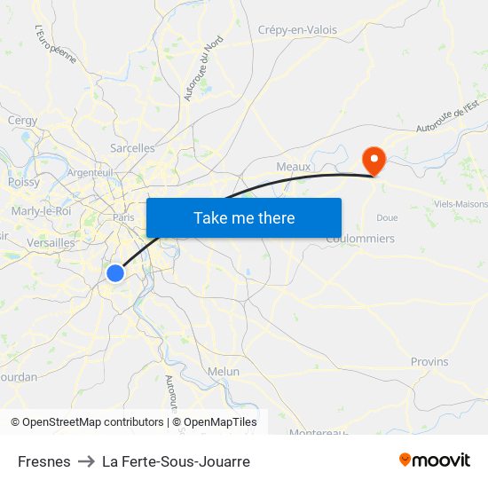 Fresnes to La Ferte-Sous-Jouarre map