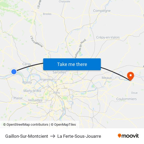 Gaillon-Sur-Montcient to La Ferte-Sous-Jouarre map