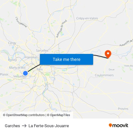Garches to La Ferte-Sous-Jouarre map