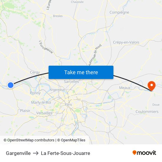Gargenville to La Ferte-Sous-Jouarre map