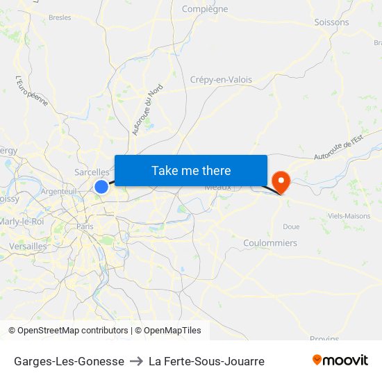 Garges-Les-Gonesse to La Ferte-Sous-Jouarre map